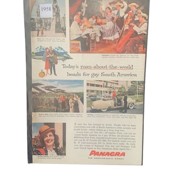 Vintage 1958 Panagra Pan American Grace Airways Man about the World Ad Advertise - Picture 4 of 4